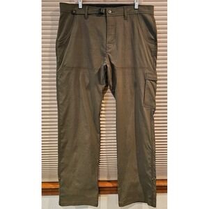 Prana Pants Mens 38W 34L Brown Zion Stretch Wicking Hiking Tech Logo Cargo Belt